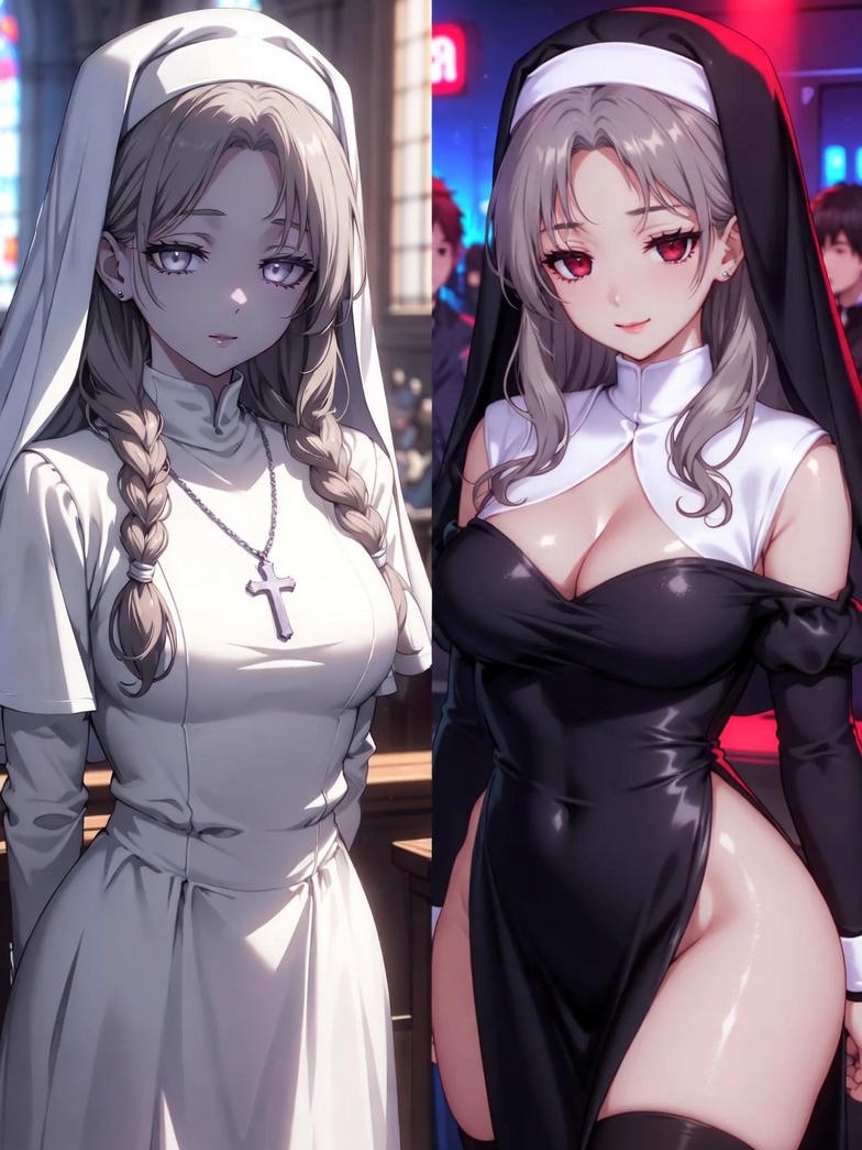 温柔修女私底下的反差