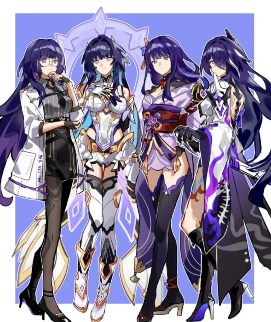 黄泉，梅，芽衣，雷电将军四合一多人物卡(生肉搬运)